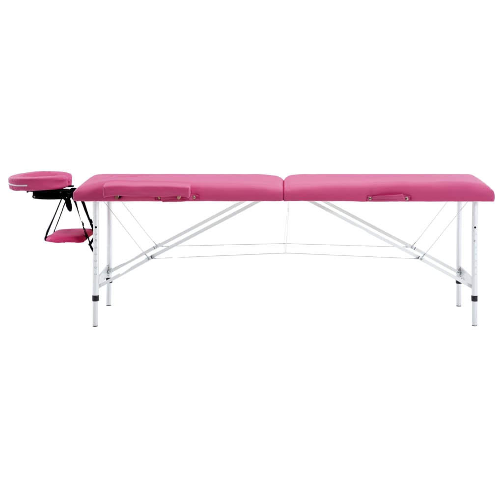 vidaXL Massageliege Klappbar 2-Zonen mit Aluminiumgestell Rosa