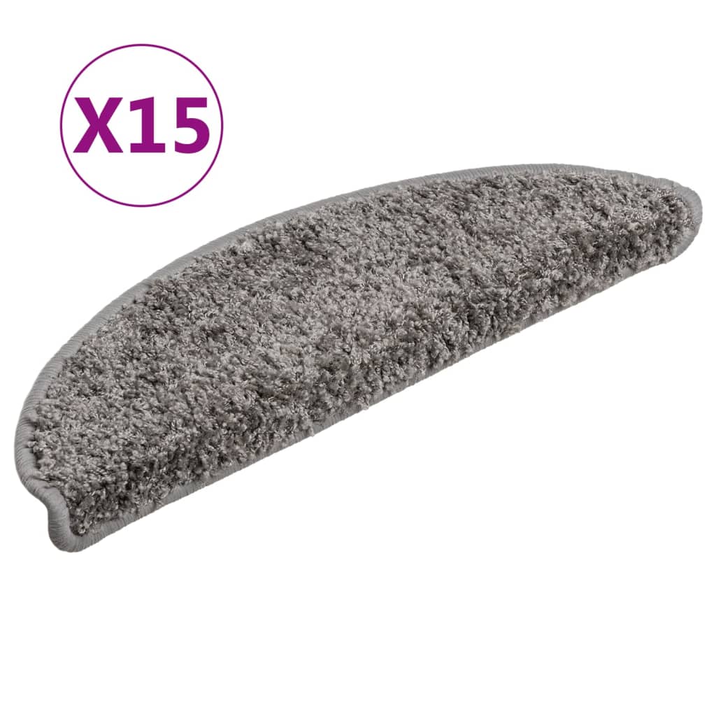 vidaXL Stufenmatten 15 Stk. 56x17x3 cm Grau Halbrund