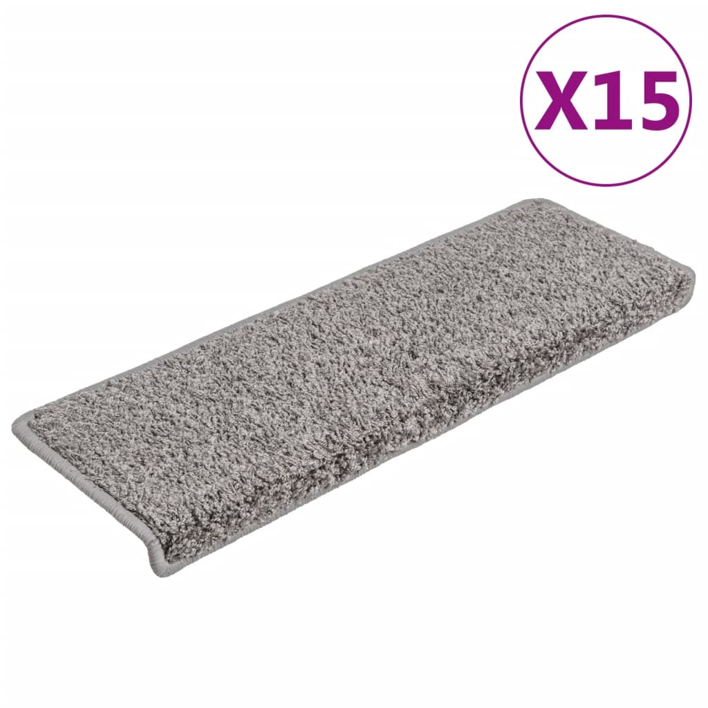 vidaXL Stufenmatten 15 Stk. 65x21x4 cm Grau Rechteckiger Rand
