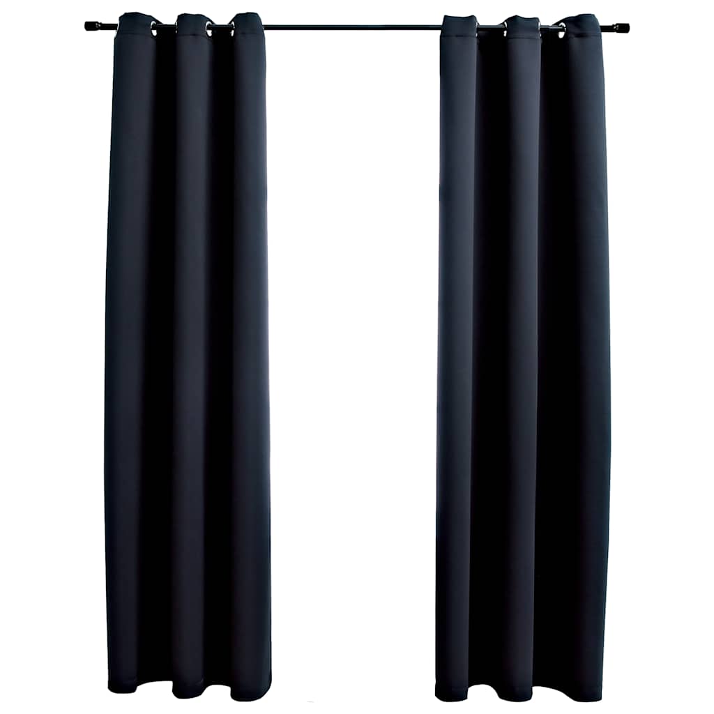vidaXL Verdunkelungsvorhänge mit Ringen 2 Stk. Schwarz 97x213 cm Stoff