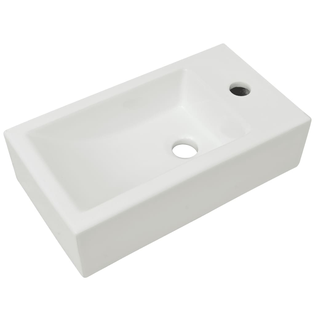 vidaXL Waschbecken Rechteckig mit Hahnloch Keramik Weiß 46x25,5x12 cm