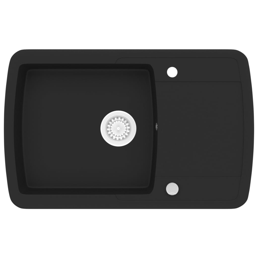vidaXL Granitspüle Einzelbecken Schwarz