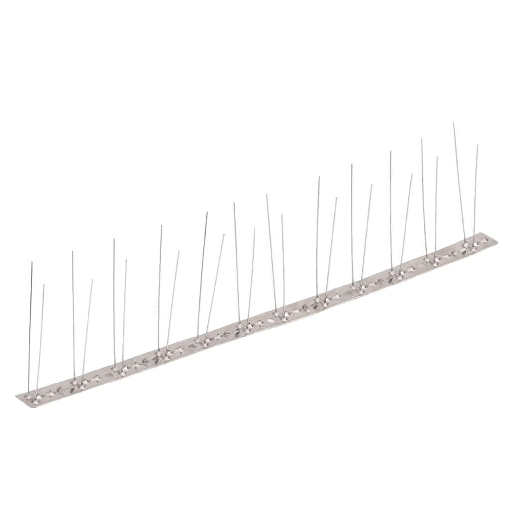 vidaXL 20-tlg. Taubenabwehr Spikes-Set Edelstahl 10 m 2-reihig