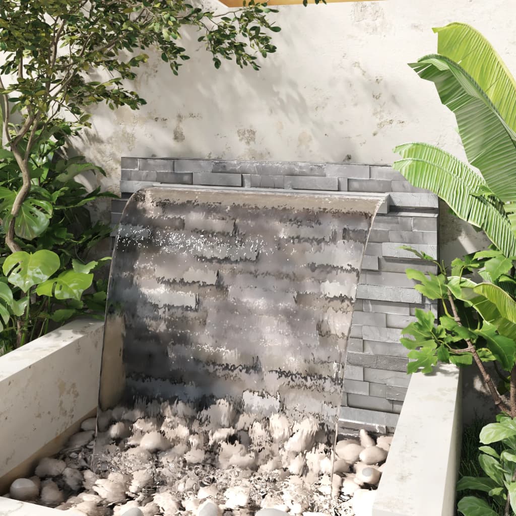 vidaXL Pool-Wasserfall Rechteckig Edelstahl 110 cm