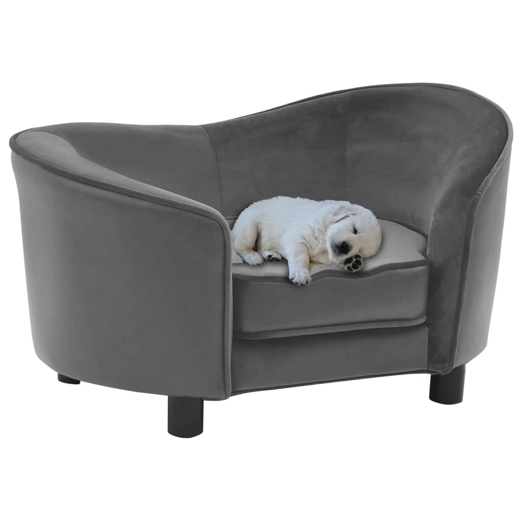 vidaXL Hundesofa Grau 69x49x40 cm Plüsch und Kunstleder