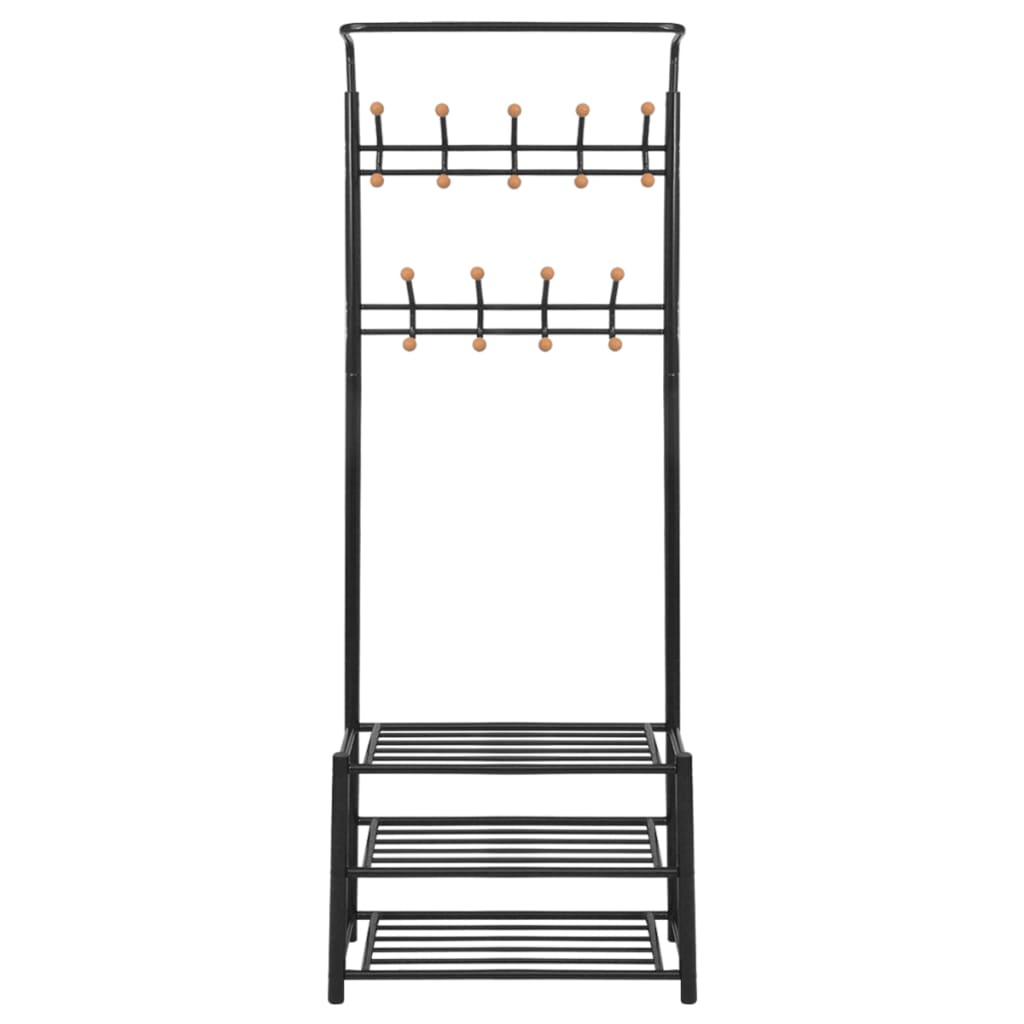 vidaXL Garderobe mit Schuhablage 68×32×182,5 cm Schwarz