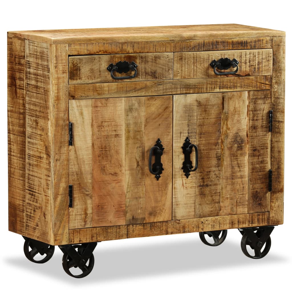 vidaXL Sideboard mit 2 Schubladen und 1 Fach Raues Mangoholz