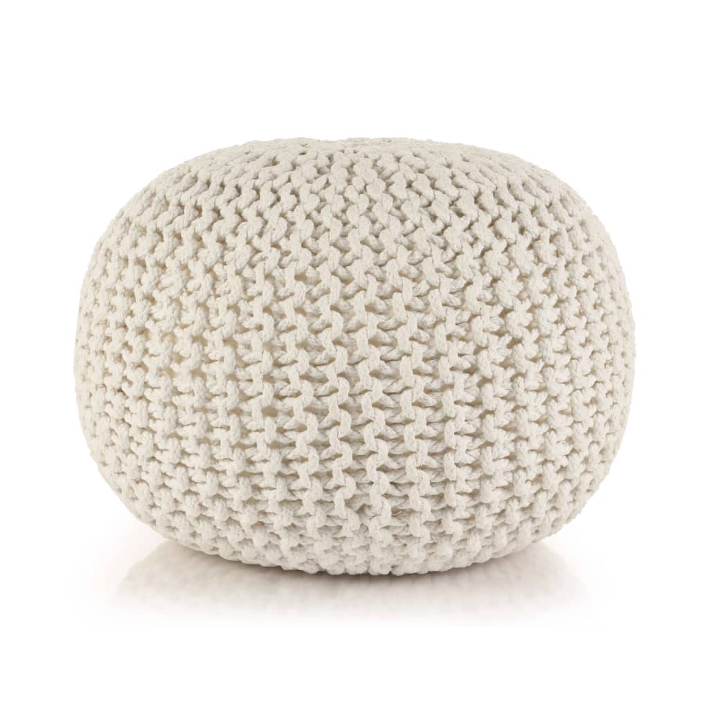 vidaXL Handgestrickter Pouf Baumwolle 50 x 35 cm Grau