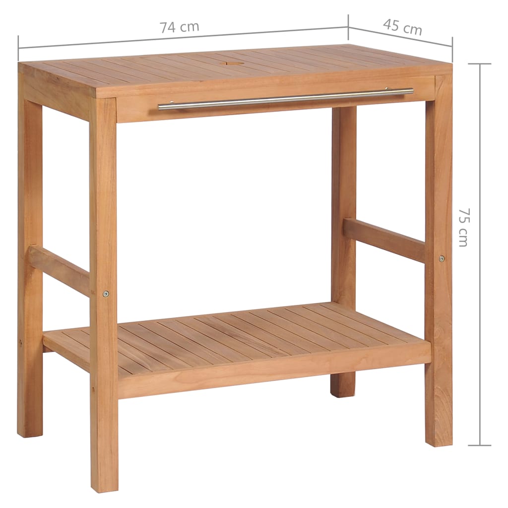vidaXL Waschtischunterschrank Massivholz Teak 74x45x75 cm
