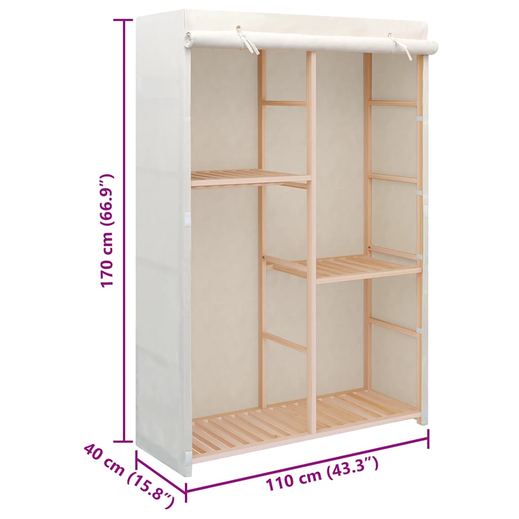 vidaXL Kleiderschrank mit 3 Ebenen 110 x 40 x 170 cm