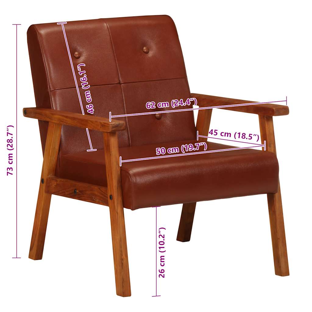 vidaXL Sessel Braun Echtleder