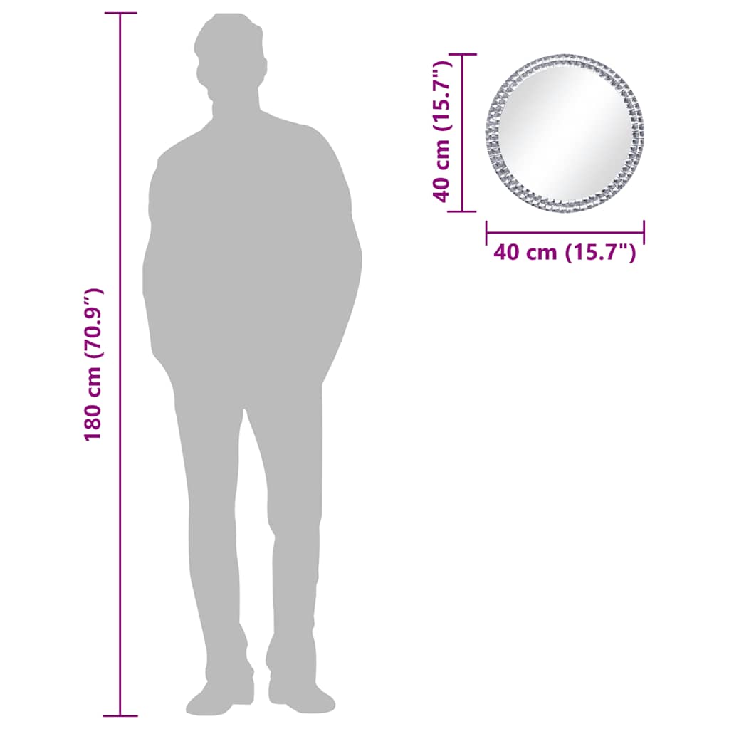 vidaXL Wandspiegel 40 cm Hartglas