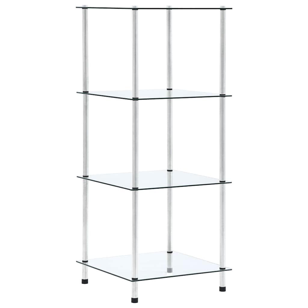 vidaXL Regal mit 3 Ablagen Transparent 40x40x67 cm Hartglas