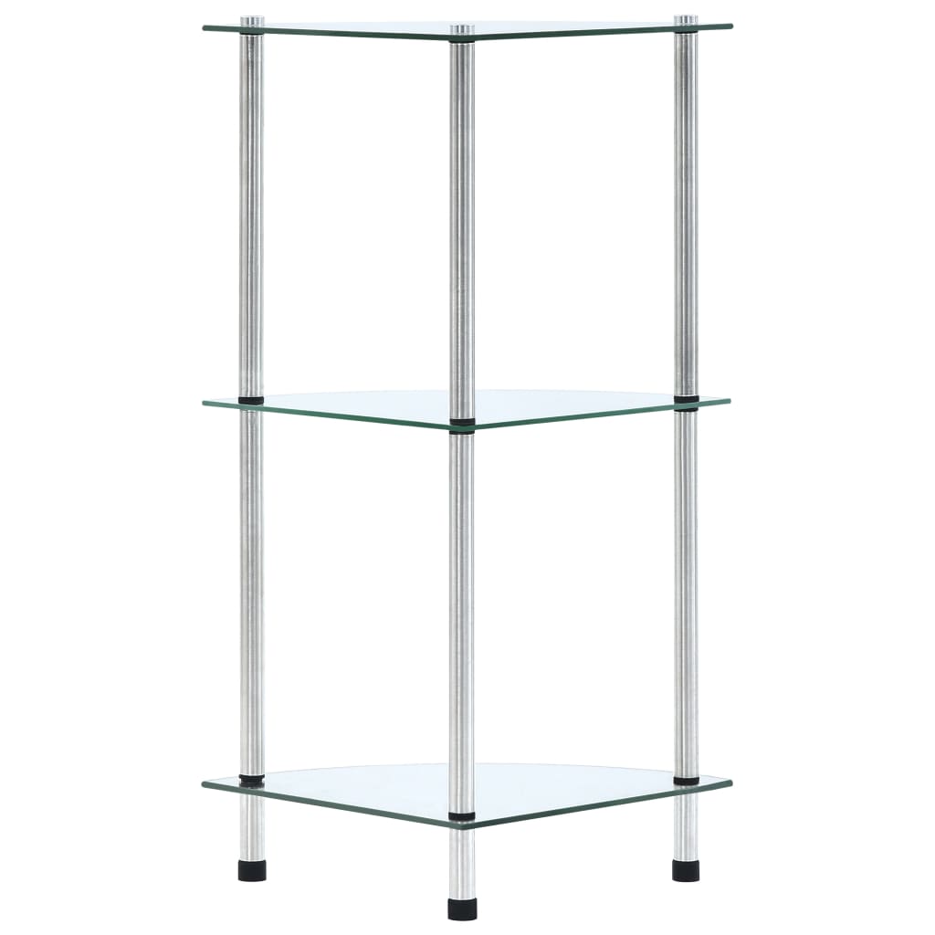 vidaXL Regal mit 3 Ablagen Transparent 30x30x67 cm Hartglas