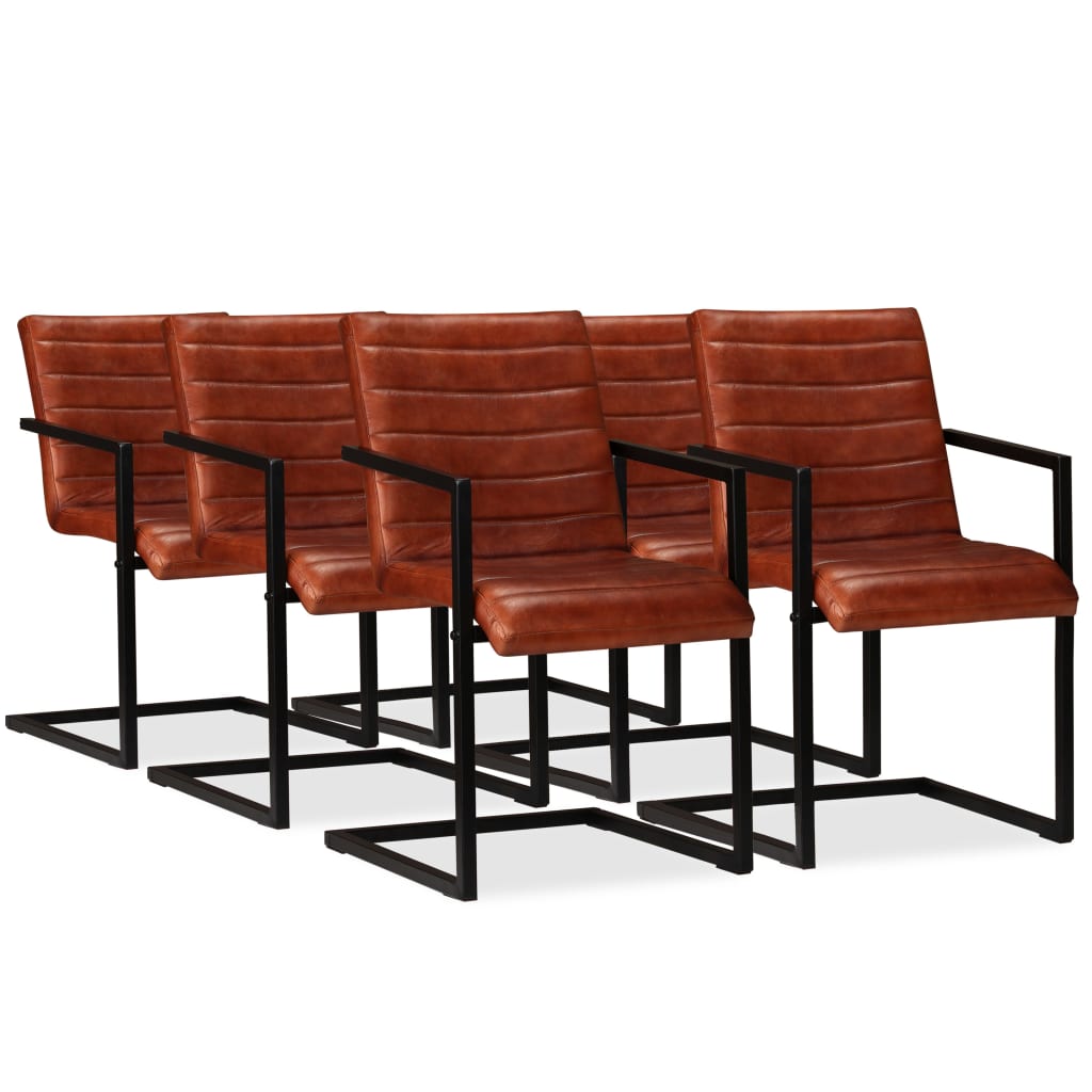 vidaXL Esszimmerstühle 2 Stk. Braun Echtleder