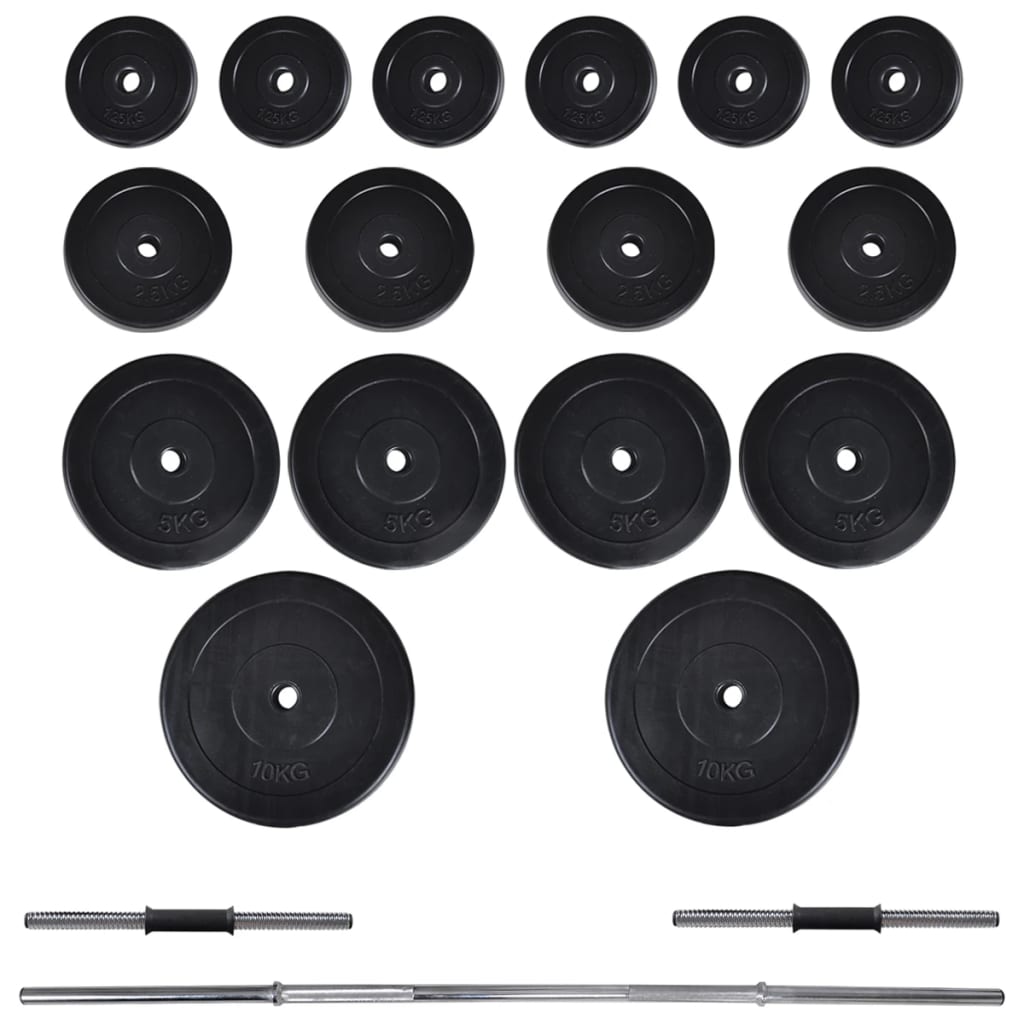 vidaXL Hantelbank mit Ablage, Langhantel und Kurzhantel Set 60,5 kg