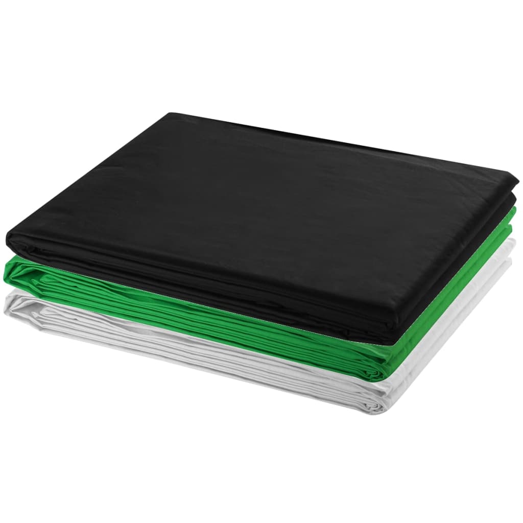 vidaXL Fotostudio Set 3 Baumwolle-Hintergründe Rahmen verstellbar 3x3m