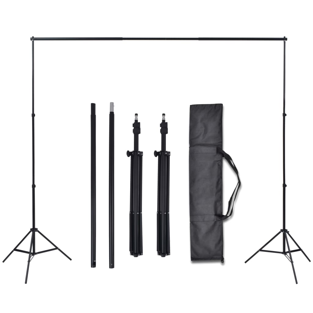 vidaXL Fotostudio Set 3 Baumwolle-Hintergründe Rahmen verstellbar 3x3m