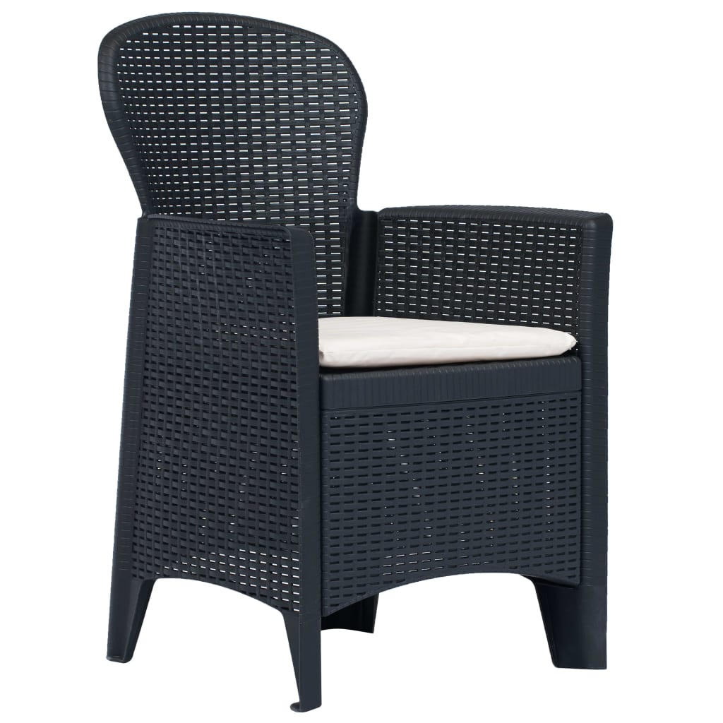 vidaXL 3-tlg. Bistro-Set Kunststoff Rattan Anthrazit