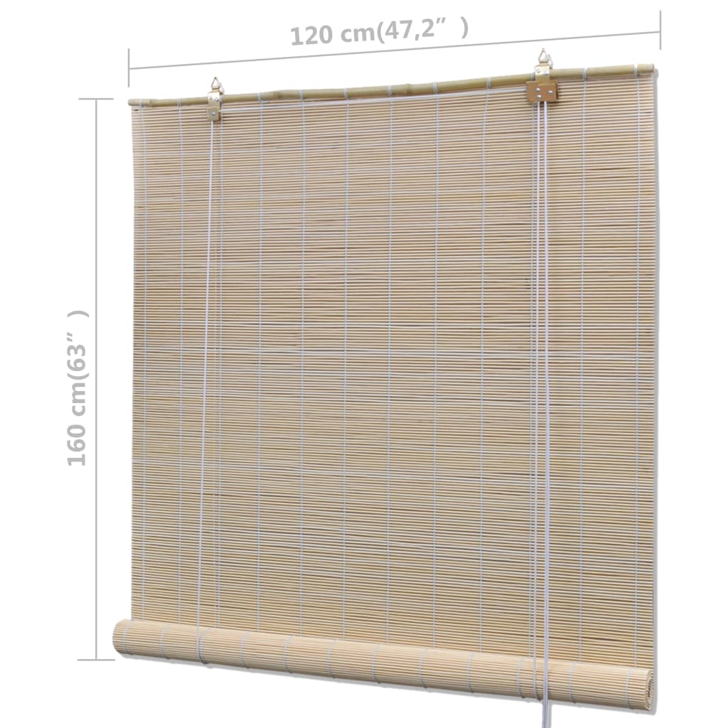 vidaXL Bambusrollos Natur 2 Stk. 120x160 cm