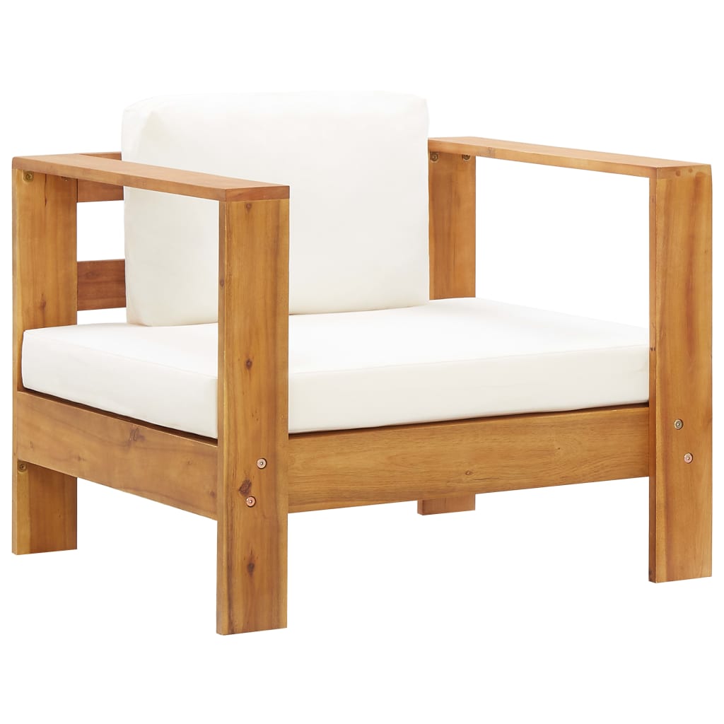 vidaXL 4-tlg. Garten-Lounge-Set mit Kissen Creme Massivholz Akazie