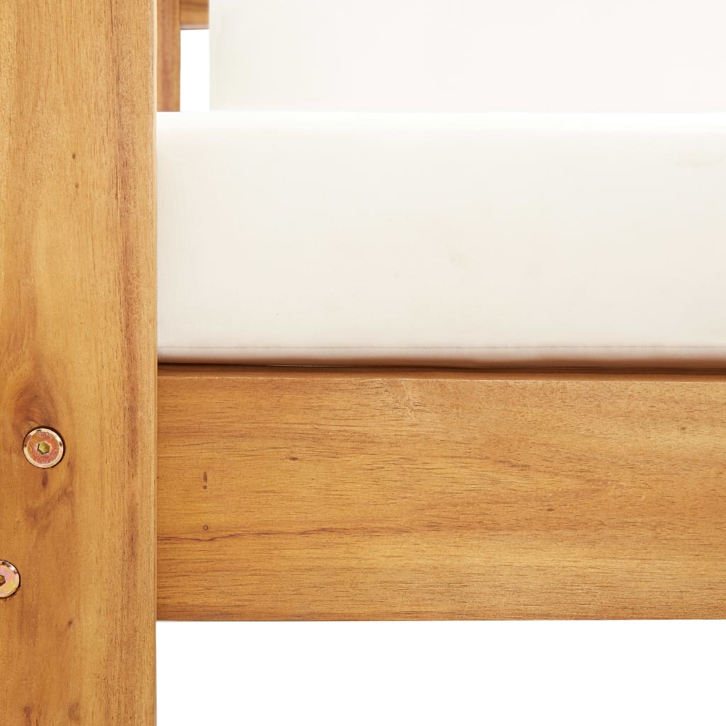 vidaXL 4-tlg. Garten-Lounge-Set mit Kissen Creme Massivholz Akazie