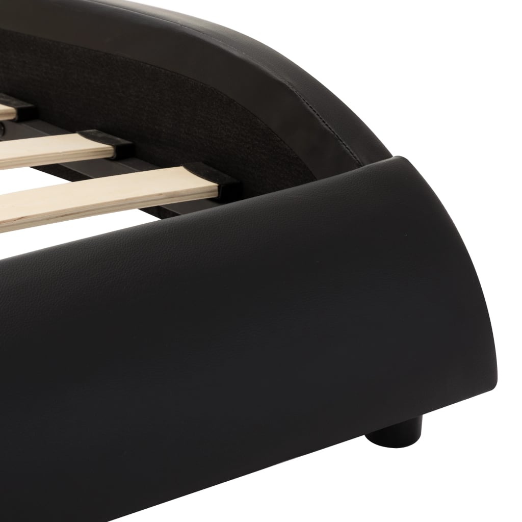 vidaXL Bettgestell mit LED Schwarz und Weiß Kunstleder 180x200 cm