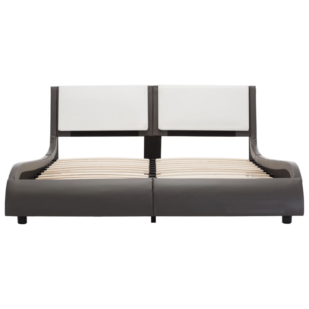 vidaXL Bettgestell mit LED ohne Matratze Grau und Weiß 120x190 cm