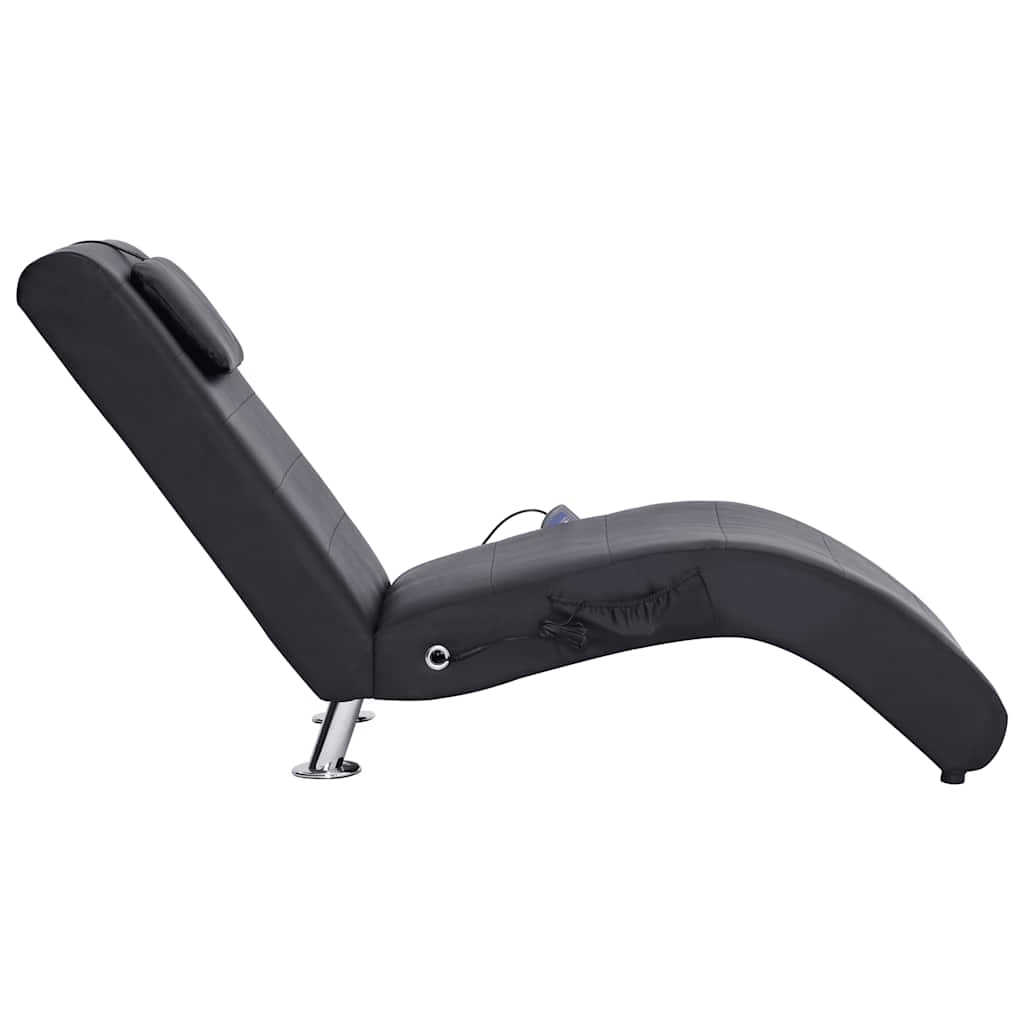 vidaXL Massage-Chaiselongue mit Kissen Schwarz Kunstleder