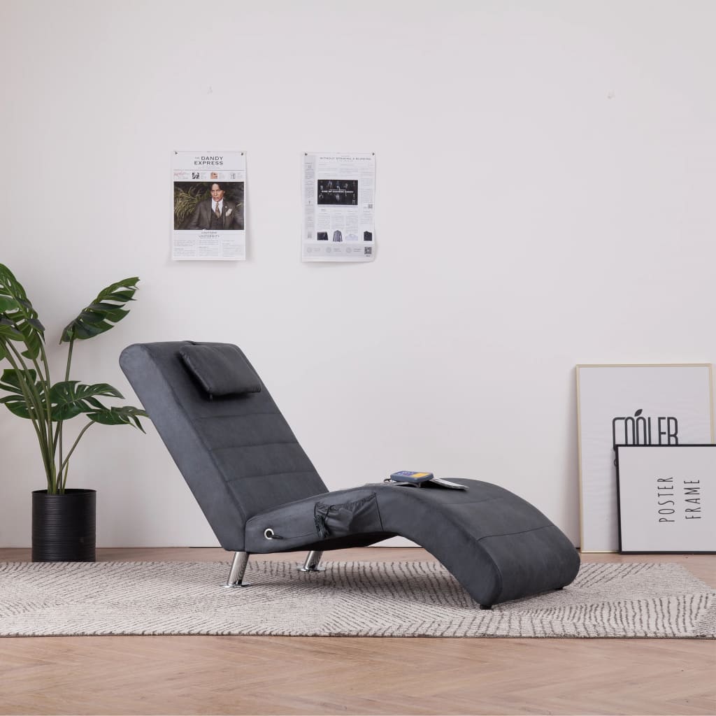 vidaXL Massage Chaiselongue mit Kissen Braun Wildleder-Optik