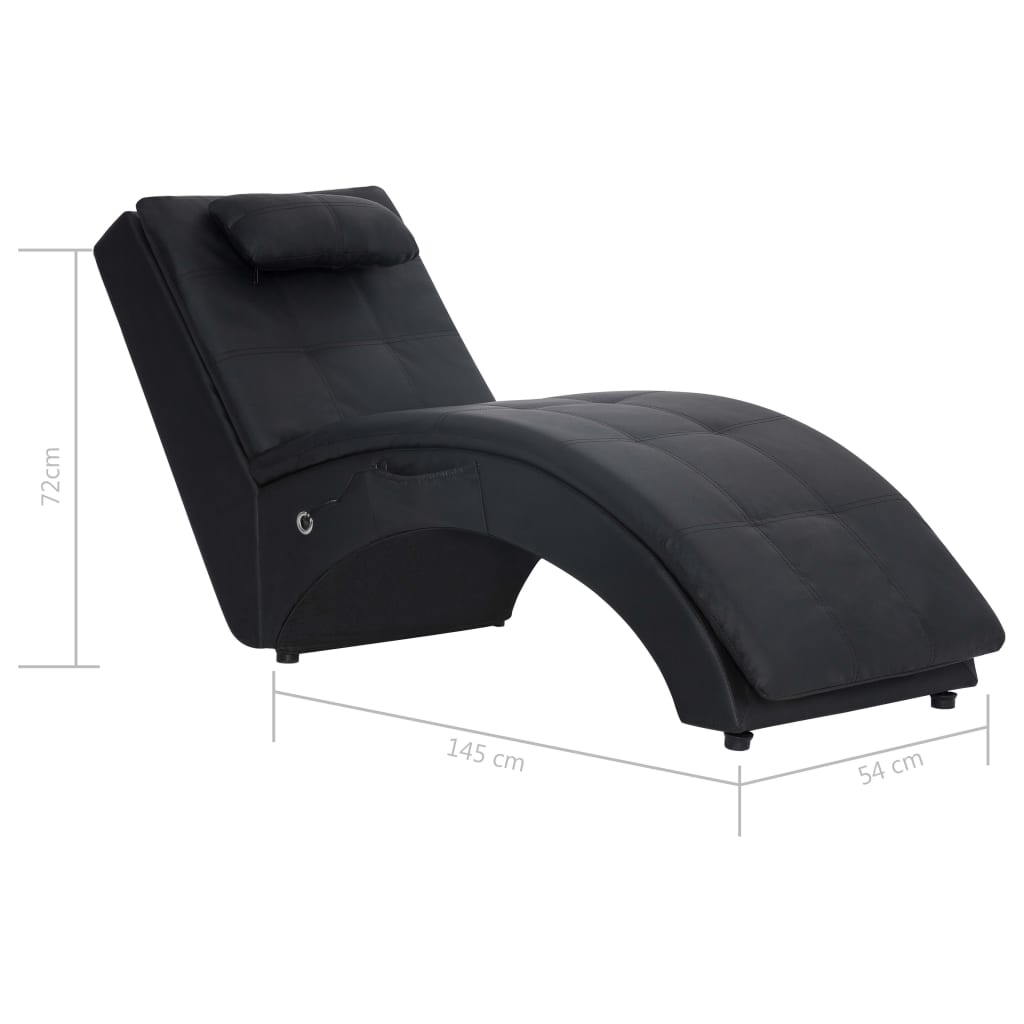 vidaXL Massage Chaiselongue mit Kissen Schwarz Kunstleder