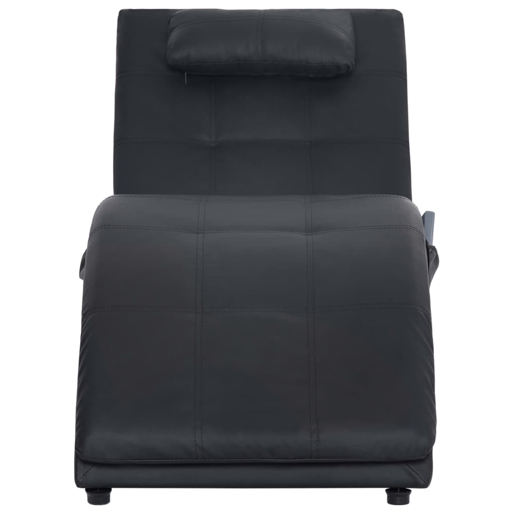 vidaXL Massage Chaiselongue mit Kissen Schwarz Kunstleder