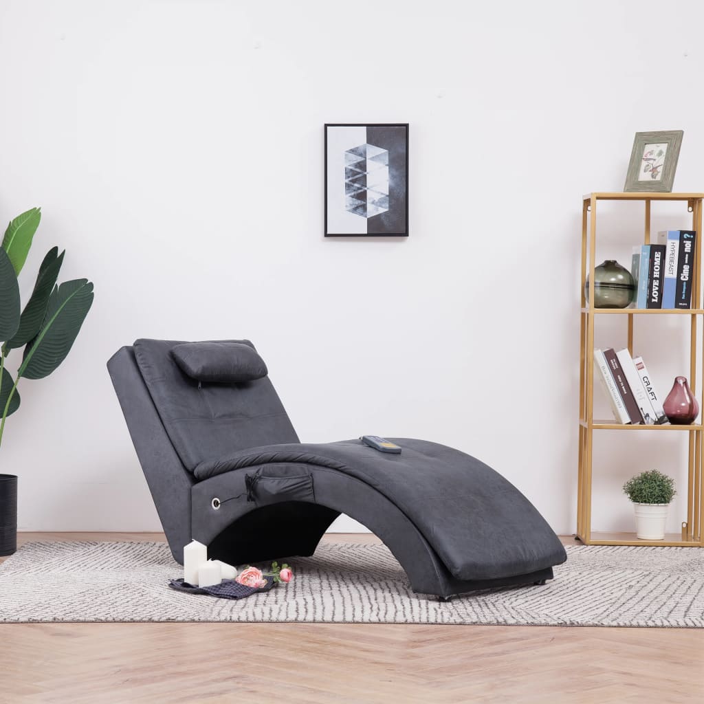 vidaXL Massage Chaiselongue mit Kissen Braun Wildleder-Optik