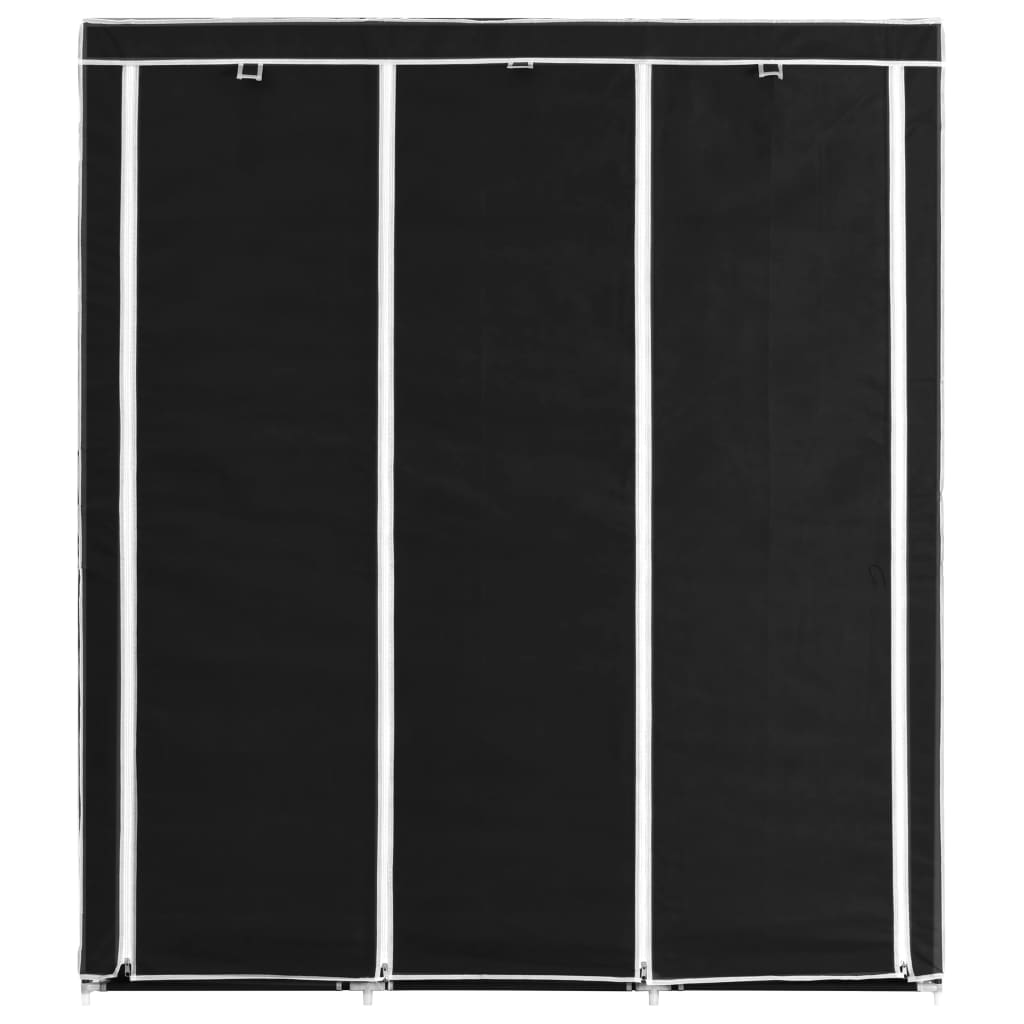 vidaXL Kleiderschrank mit Fächern Stangen Schwarz 150x45x175cm Stoff