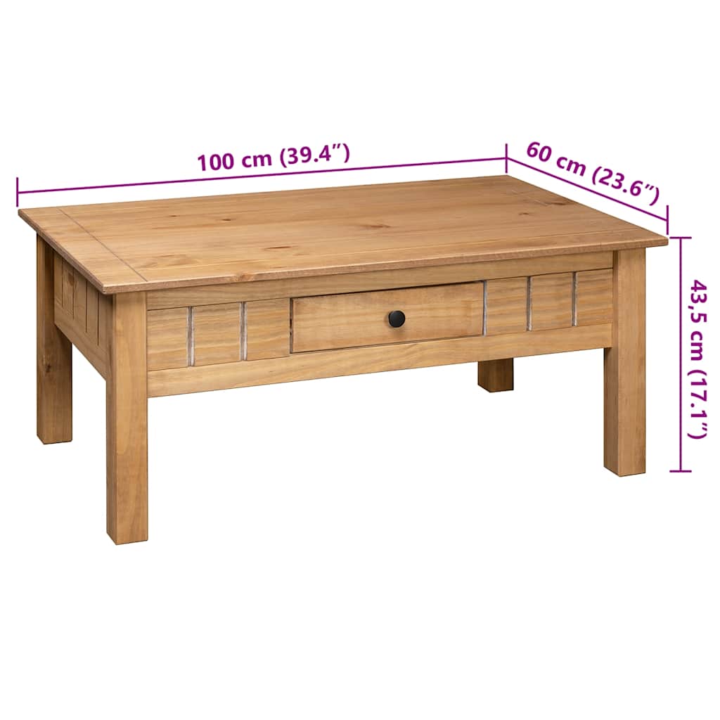 vidaXL Couchtisch 100x60x43,5 cm Massivholz Panama-Kiefer
