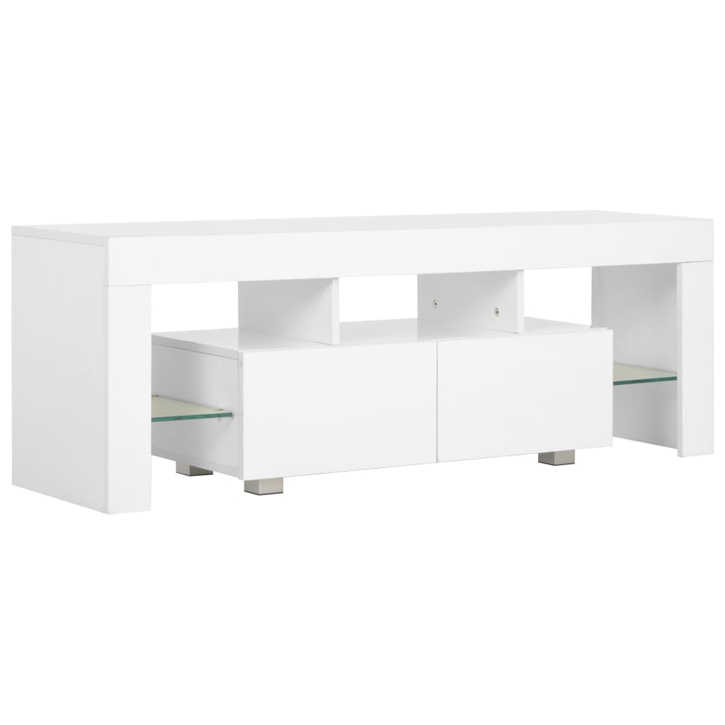 vidaXL TV-Schrank mit LED-Leuchten Hochglanz-Weiß 130x35x45 cm