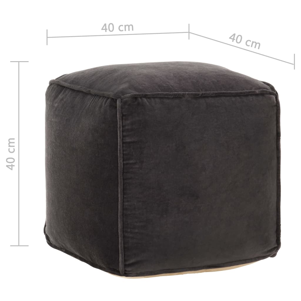 vidaXL Pouf Baumwollsamt 40x40x40 cm Anthrazit