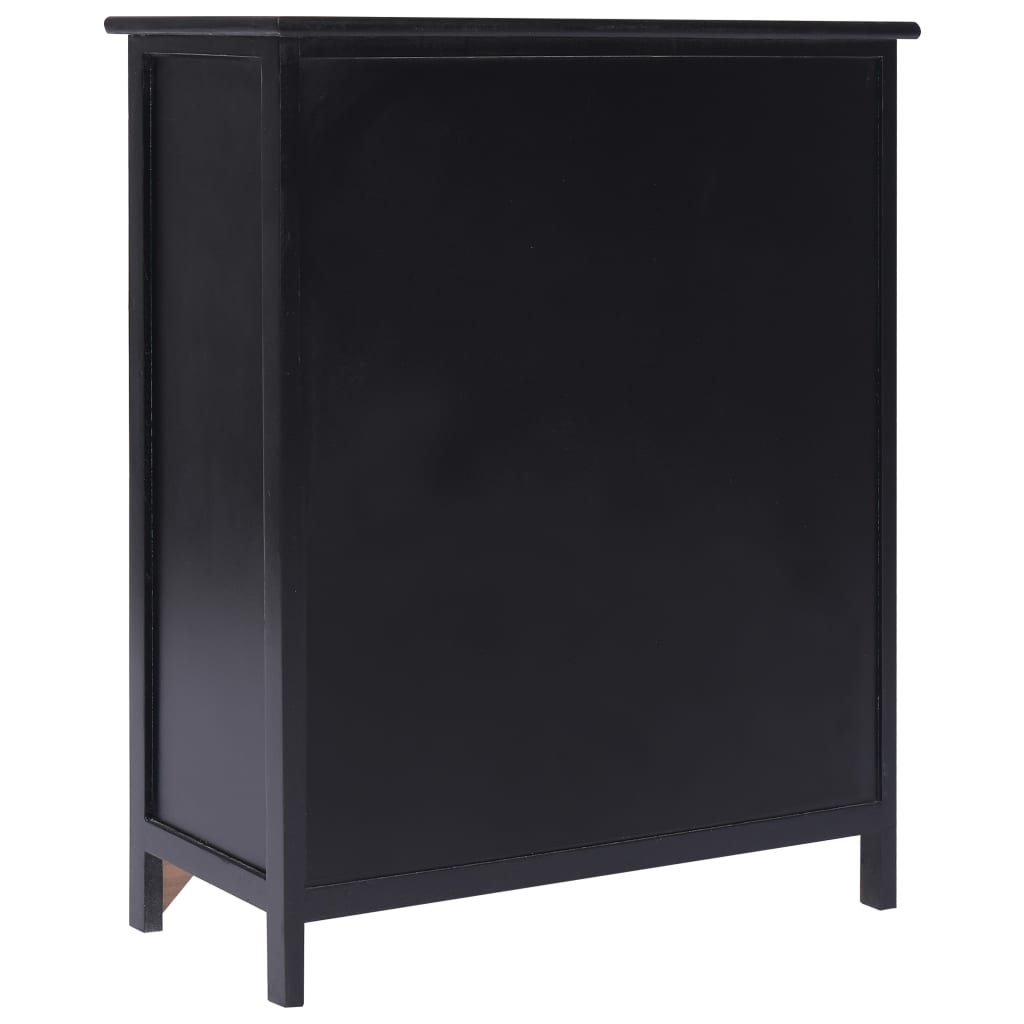 vidaXL Beistellschrank 60x30x75 cm Schwarz Massivholz Paulownia
