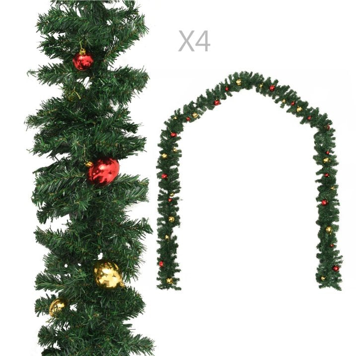 vidaXL Weihnachtsgirlanden 4 Stk. Grün 270 cm PVC