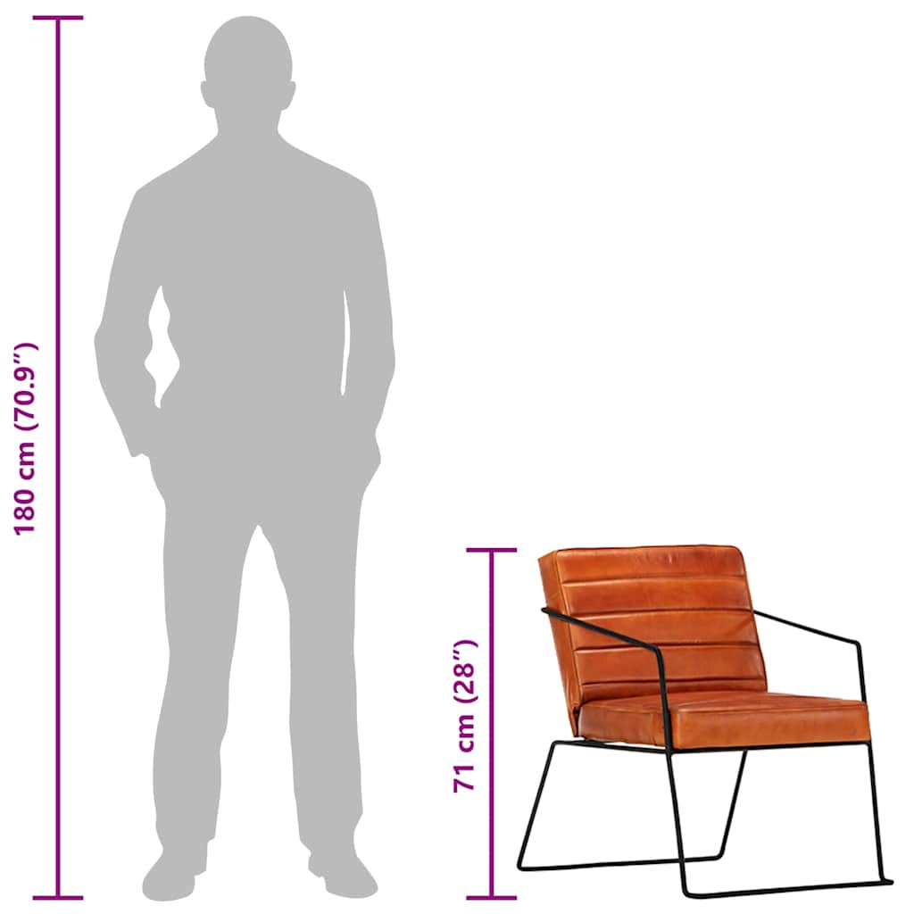 vidaXL Sessel Hellbraun Echtleder