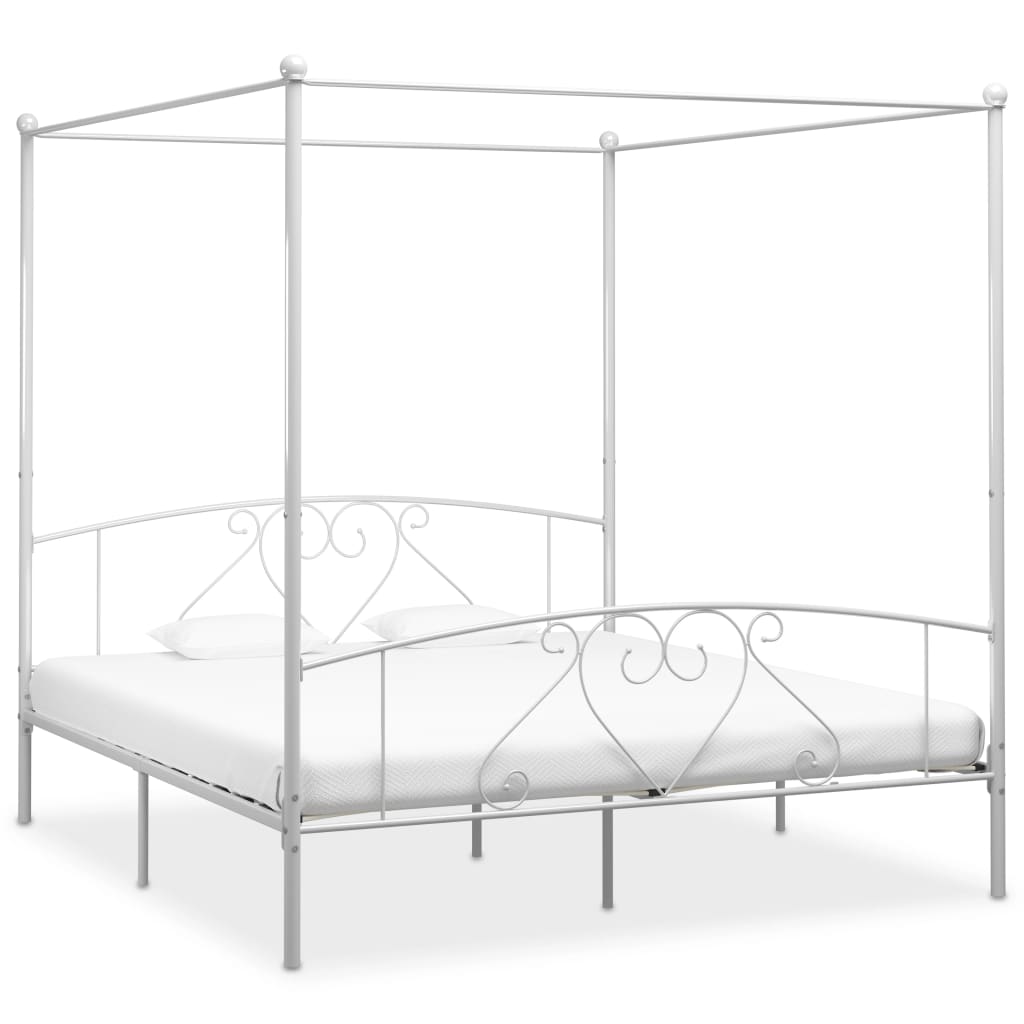 vidaXL Himmelbett-Gestell Weiß Metall 90 x 200 cm