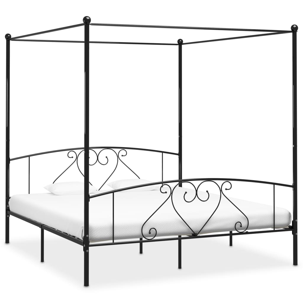vidaXL Himmelbett-Gestell Weiß Metall 90 x 200 cm