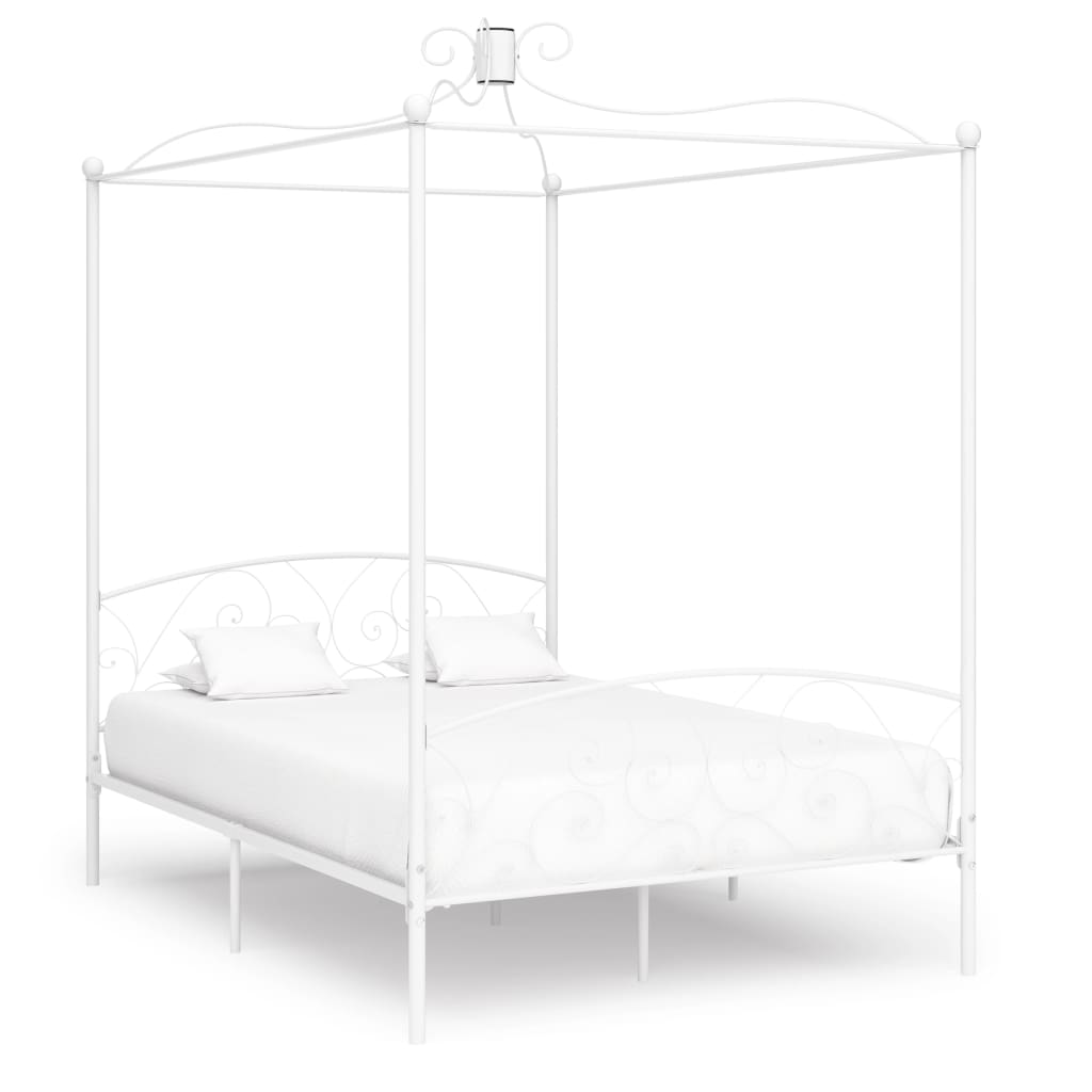 vidaXL Himmelbett-Gestell Weiß Metall 90 x 200 cm