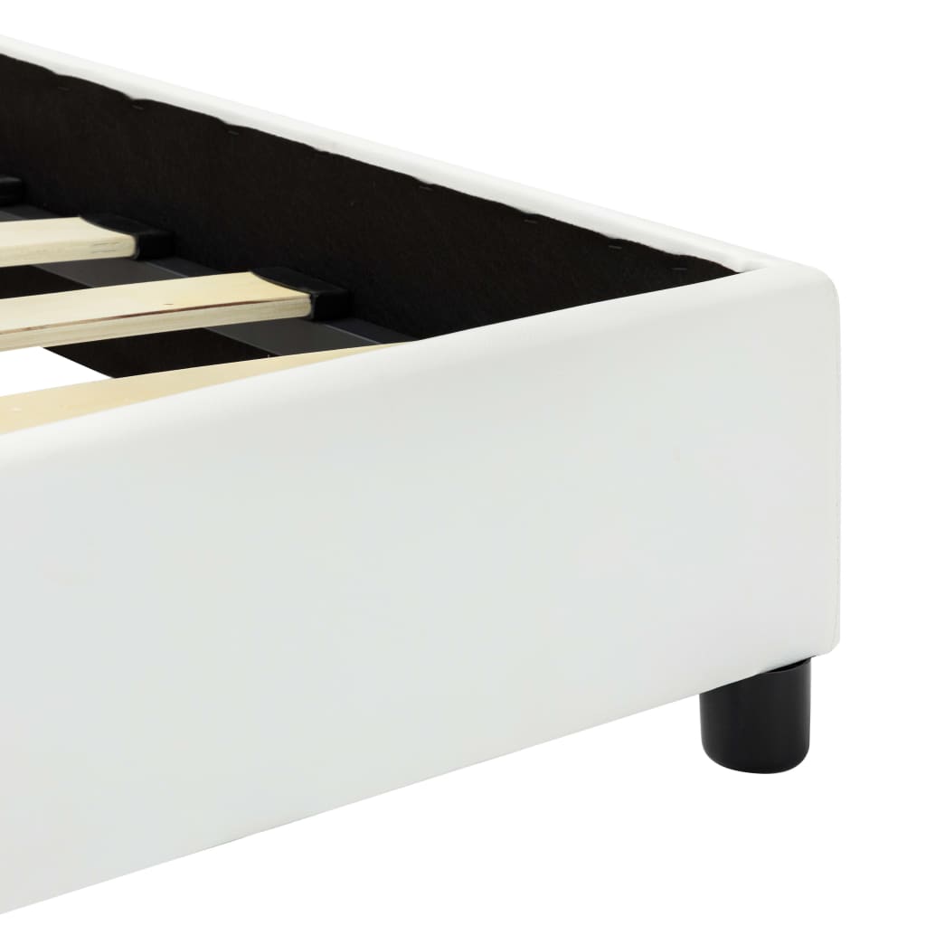 vidaXL Bettgestell Weiß Kunstleder 90 x 200 cm