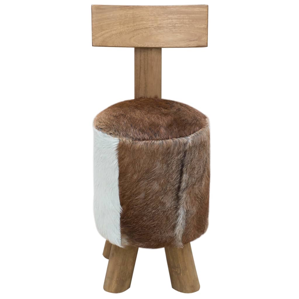 vidaXL Hocker Ziegenleder und Massivholz Teak