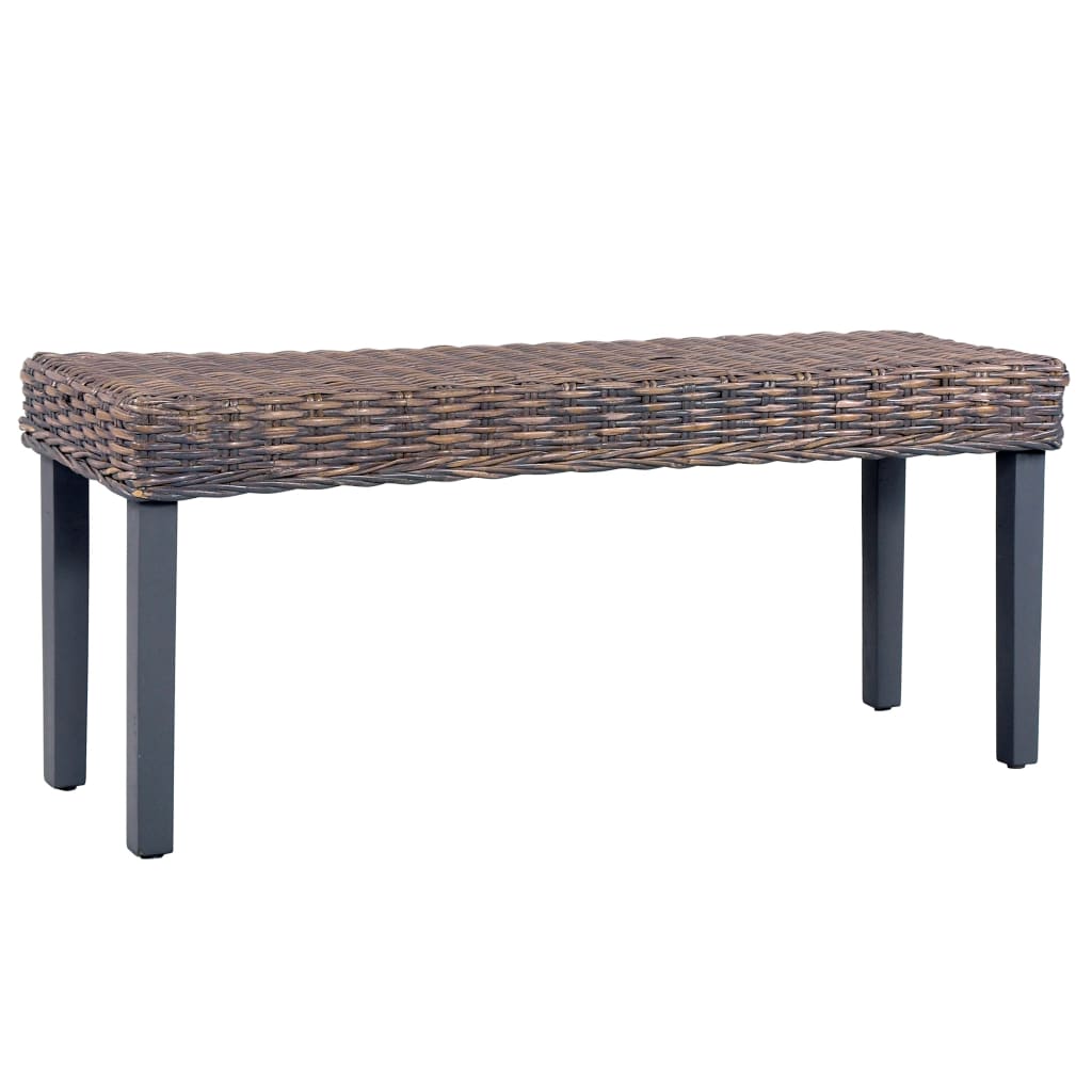 vidaXL Sitzbank 110 cm Weiß Natur Kubu-Rattan und Massivholz Mahagoni