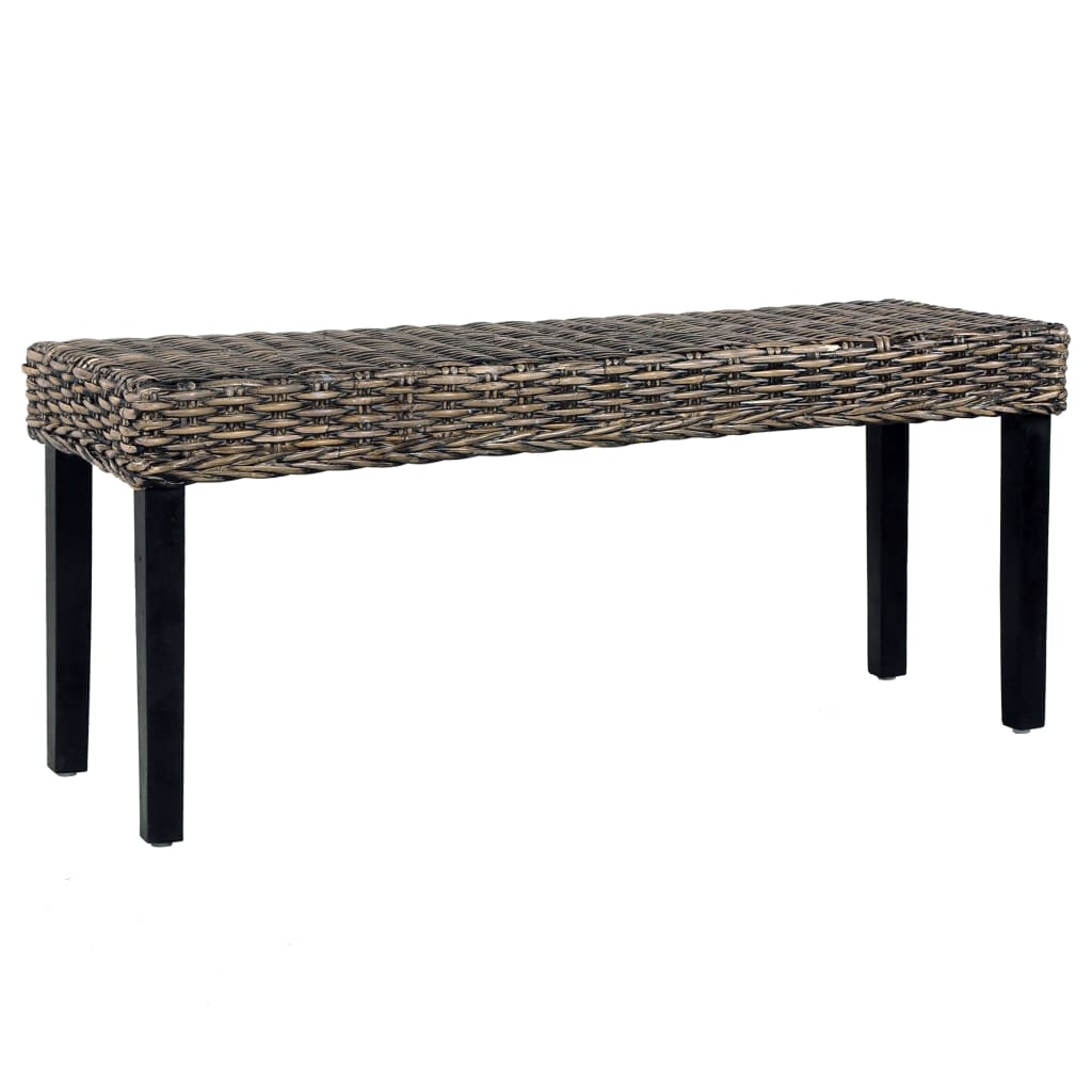 vidaXL Sitzbank 110 cm Weiß Natur Kubu-Rattan und Massivholz Mahagoni