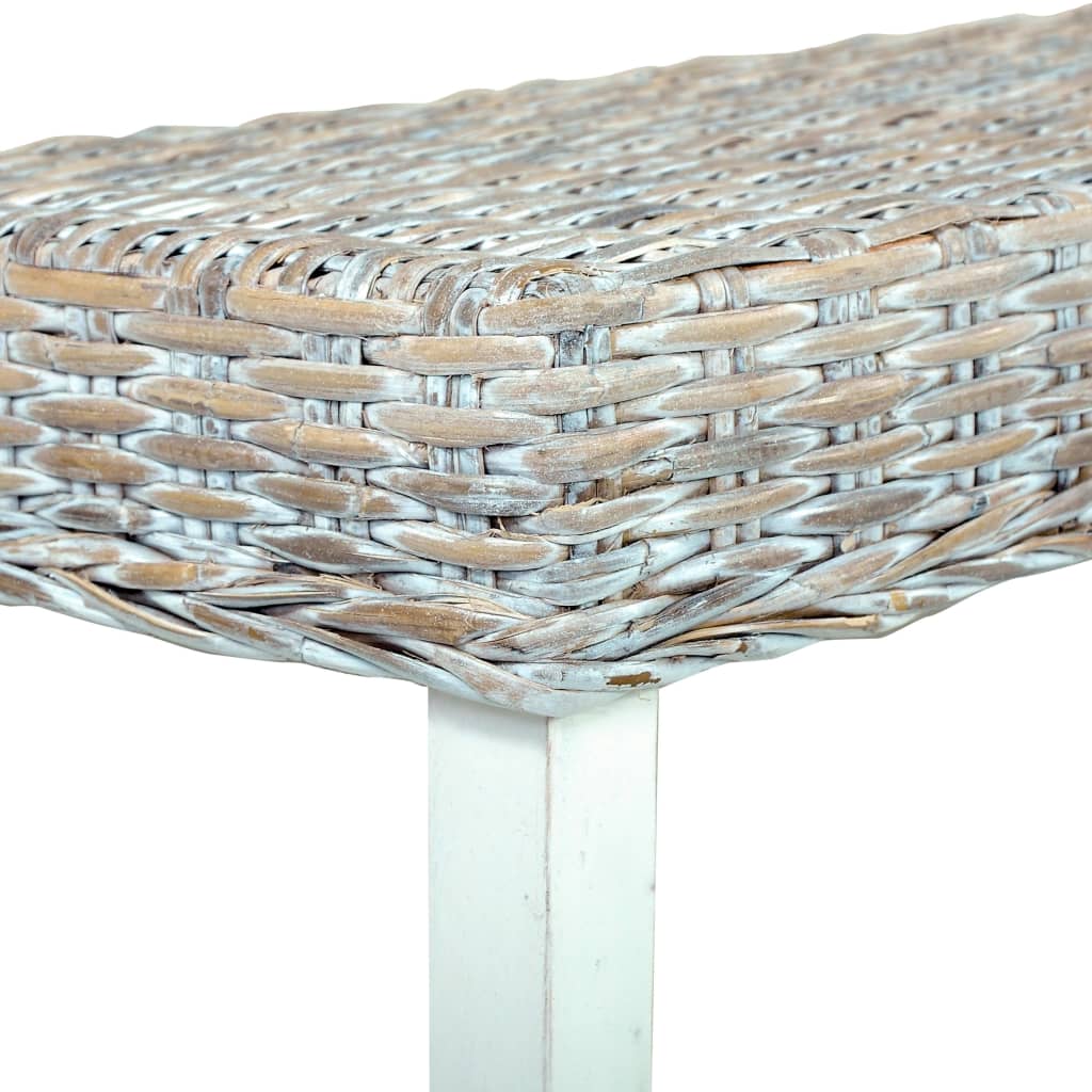 vidaXL Sitzbank 160 cm Weiß Natur Kubu-Rattan und Massivholz Mango