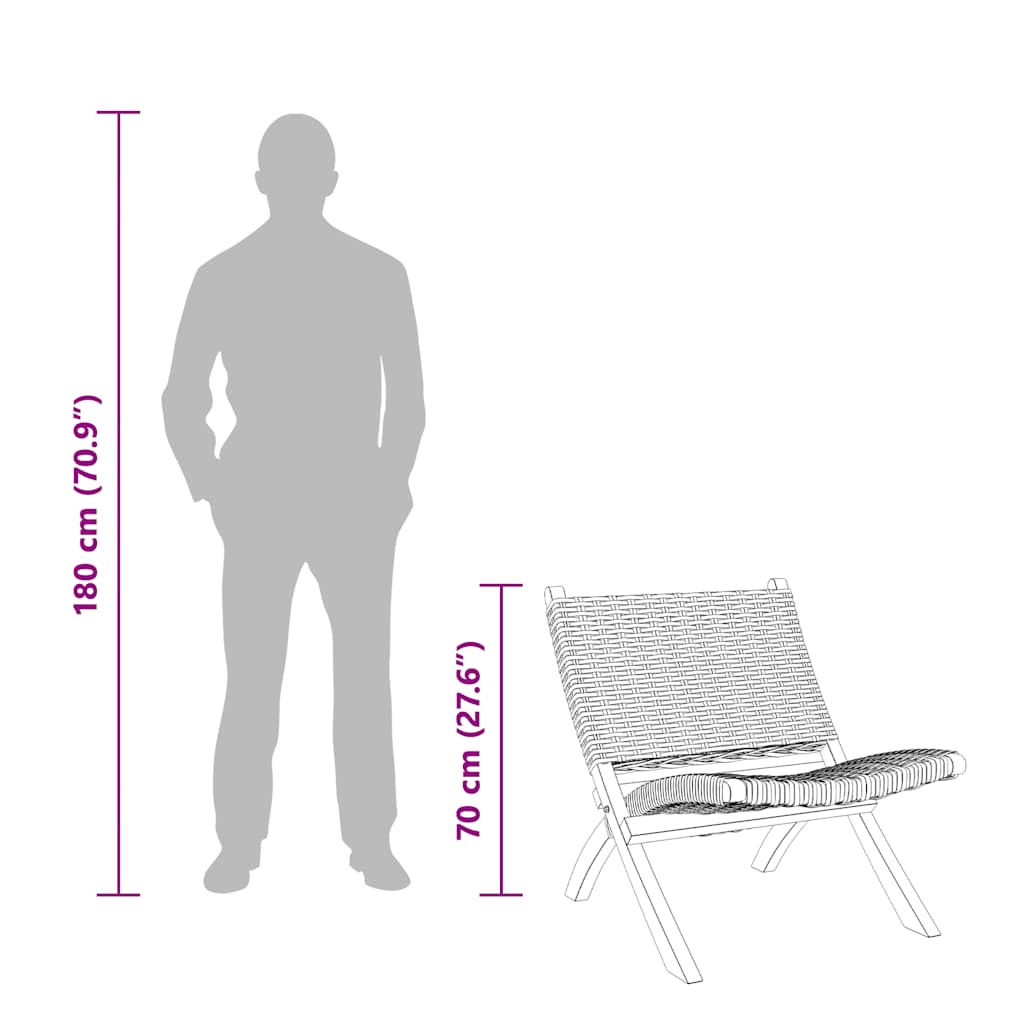 vidaXL Relaxstuhl Weiß Natur Kubu-Rattan und Massivholz Mahagoni