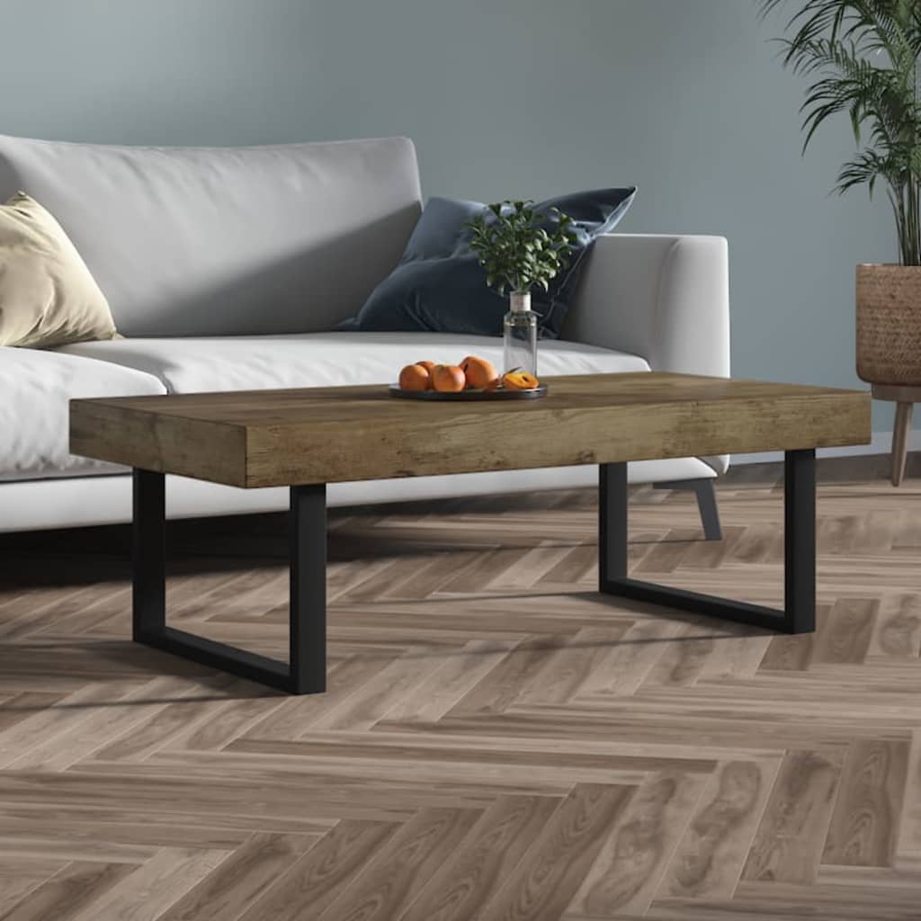 vidaXL Couchtisch Hellbraun und Schwarz 120x60x40 cm MDF und Eisen